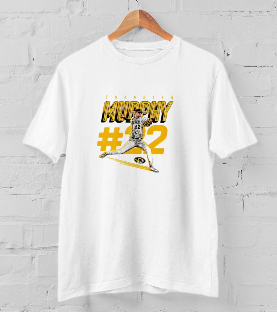 Chandler Murphy Missouri NCAA Baseball #22 Player Action T-Shirt