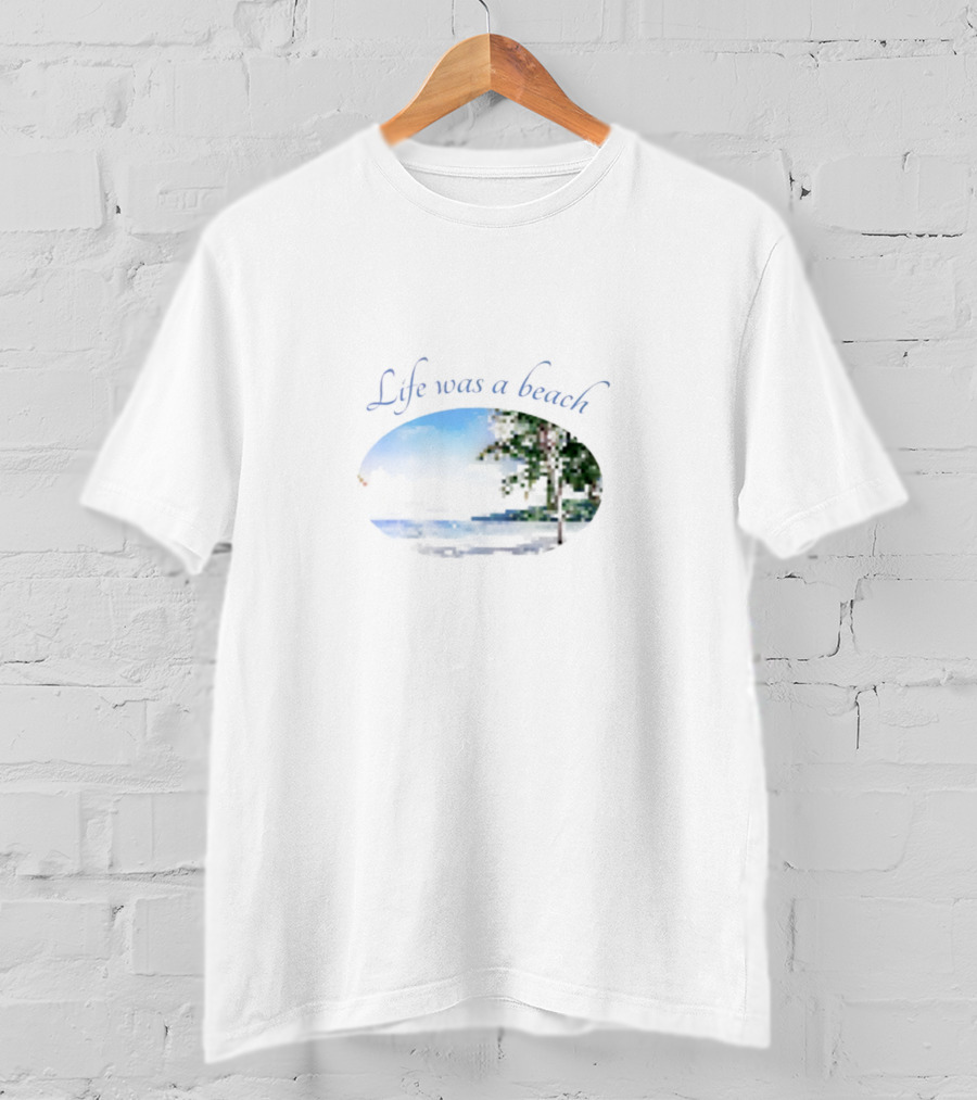 Life Was A Beach Ocean Night Palm Tree Scene T-Shirt