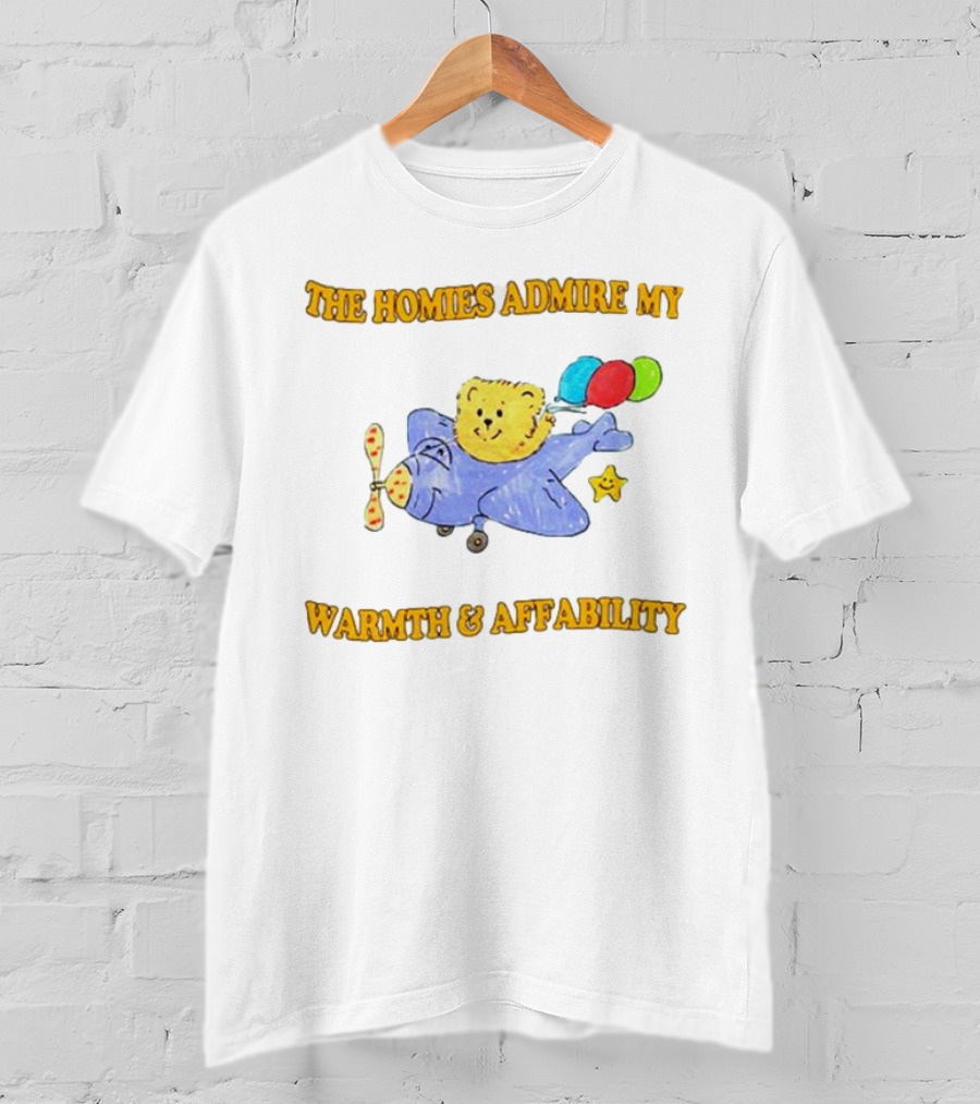 The Homies Admire My Warmth And Affability With Teddy Bear On Airplane And Balloons T-Shirt