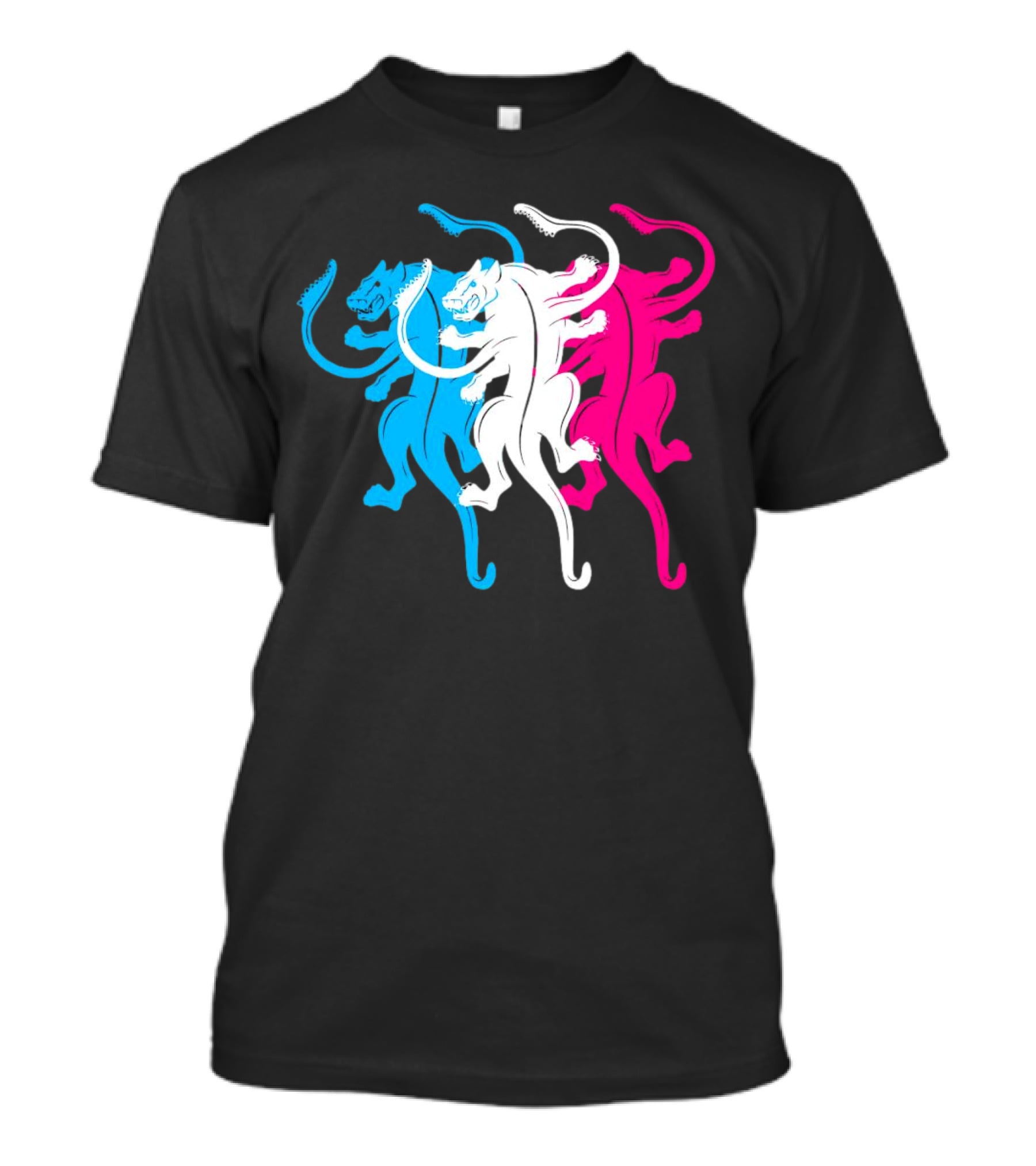 Displaced Blue White Red Panther Trio T-Shirt