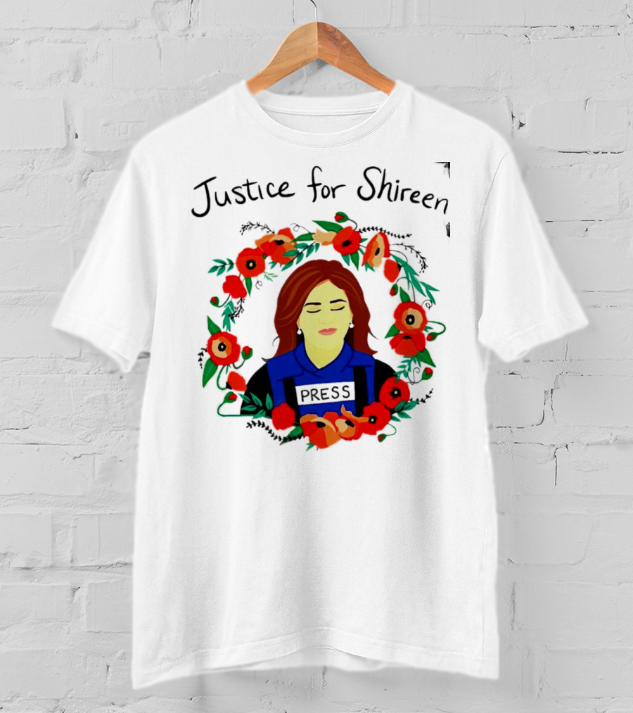 Justice For Shireen Press Floral Wreath T-Shirt