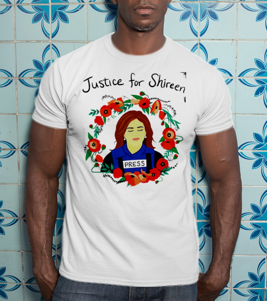 Justice For Shireen Press Floral Wreath T-Shirt