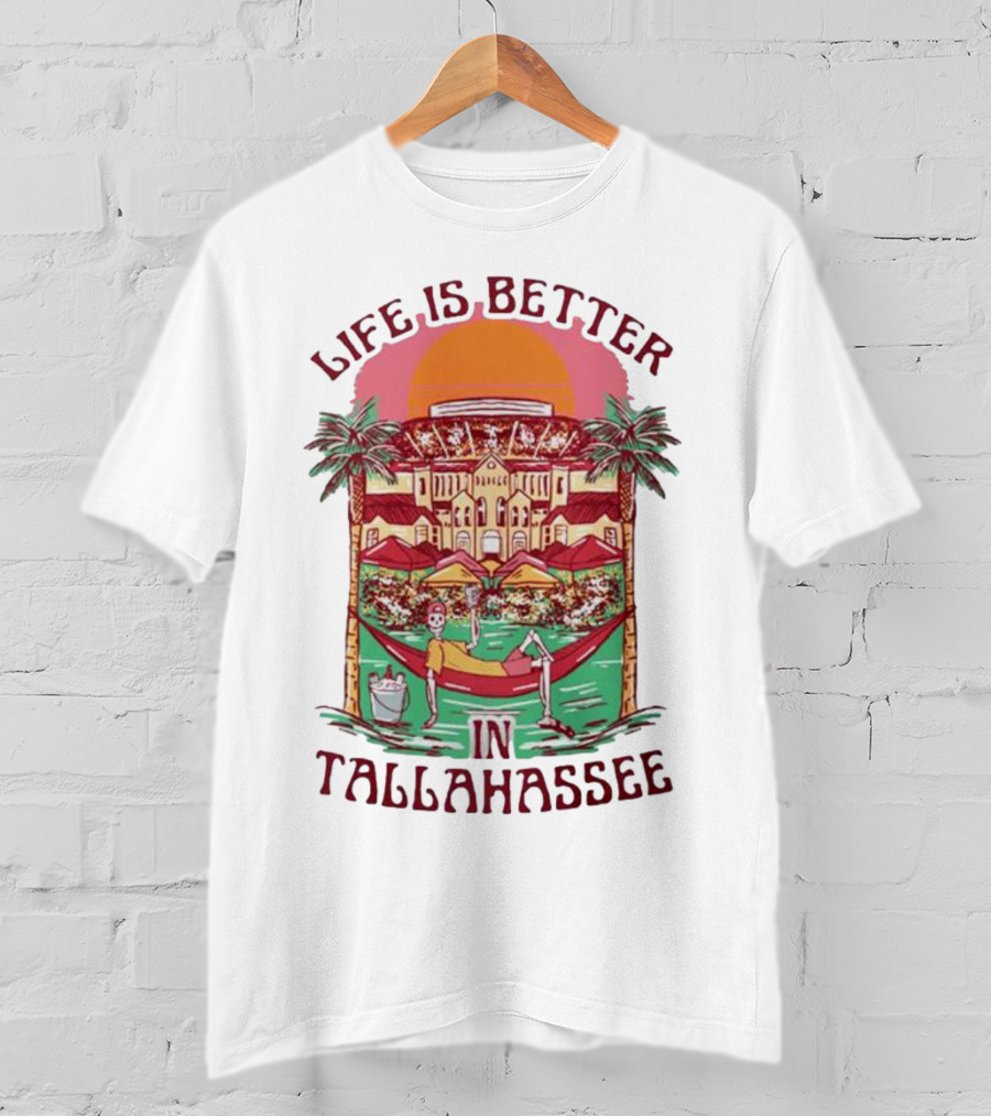 Life Is Better In Tallahassee Skeleton Hammock Scene T-Shirt