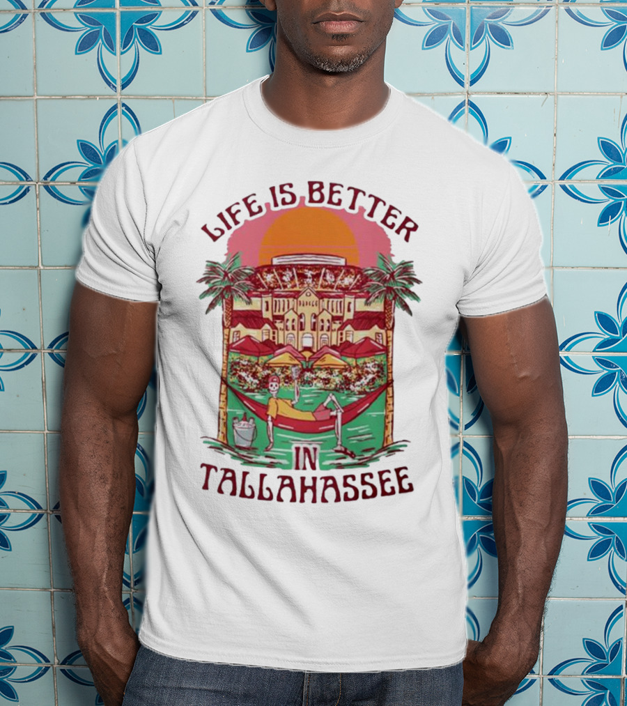 Life Is Better In Tallahassee Skeleton Hammock Scene T-Shirt