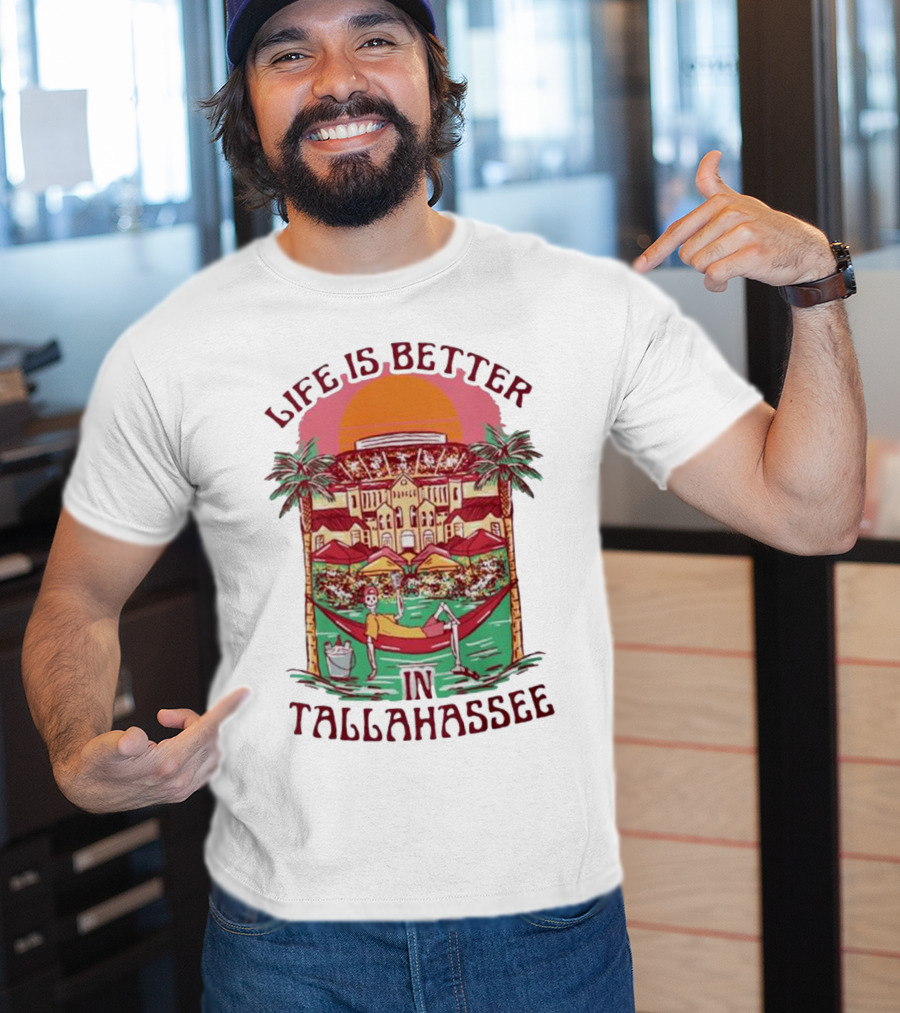Life Is Better In Tallahassee Skeleton Hammock Scene T-Shirt