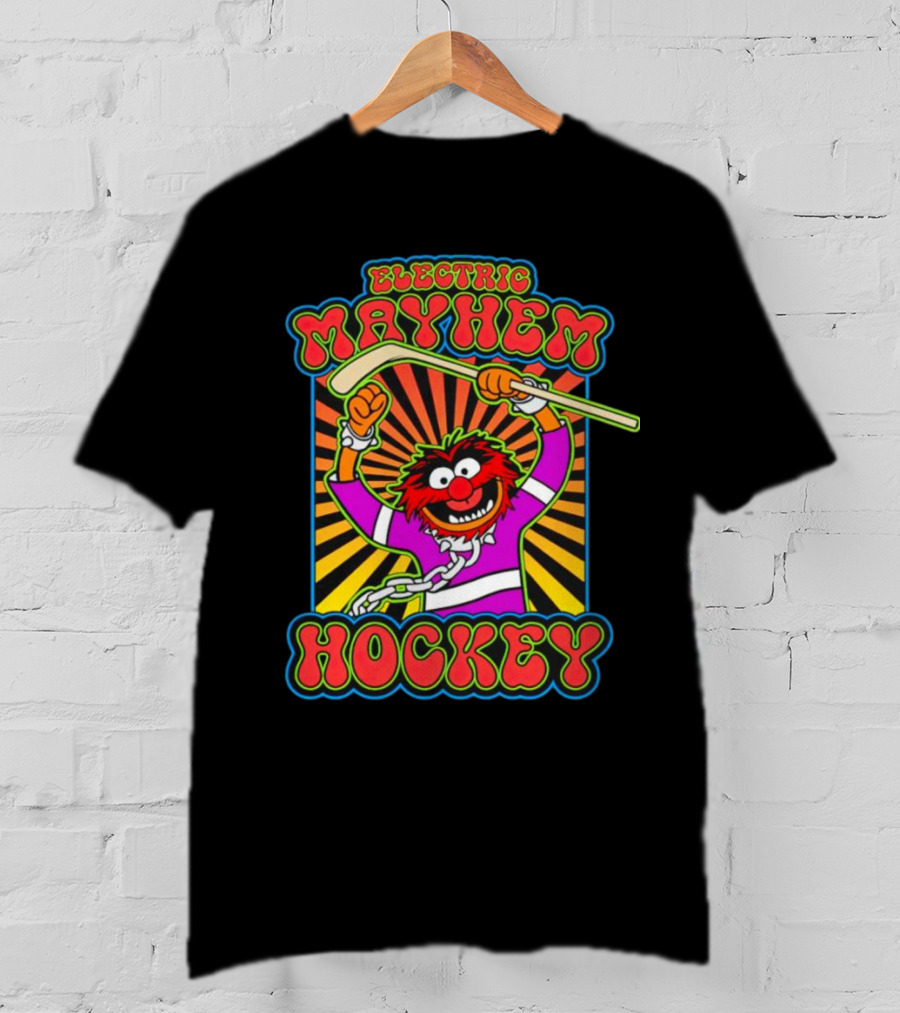 Electric Mayhem Hockey Muppets Animal With Hockey Stick T-Shirt
