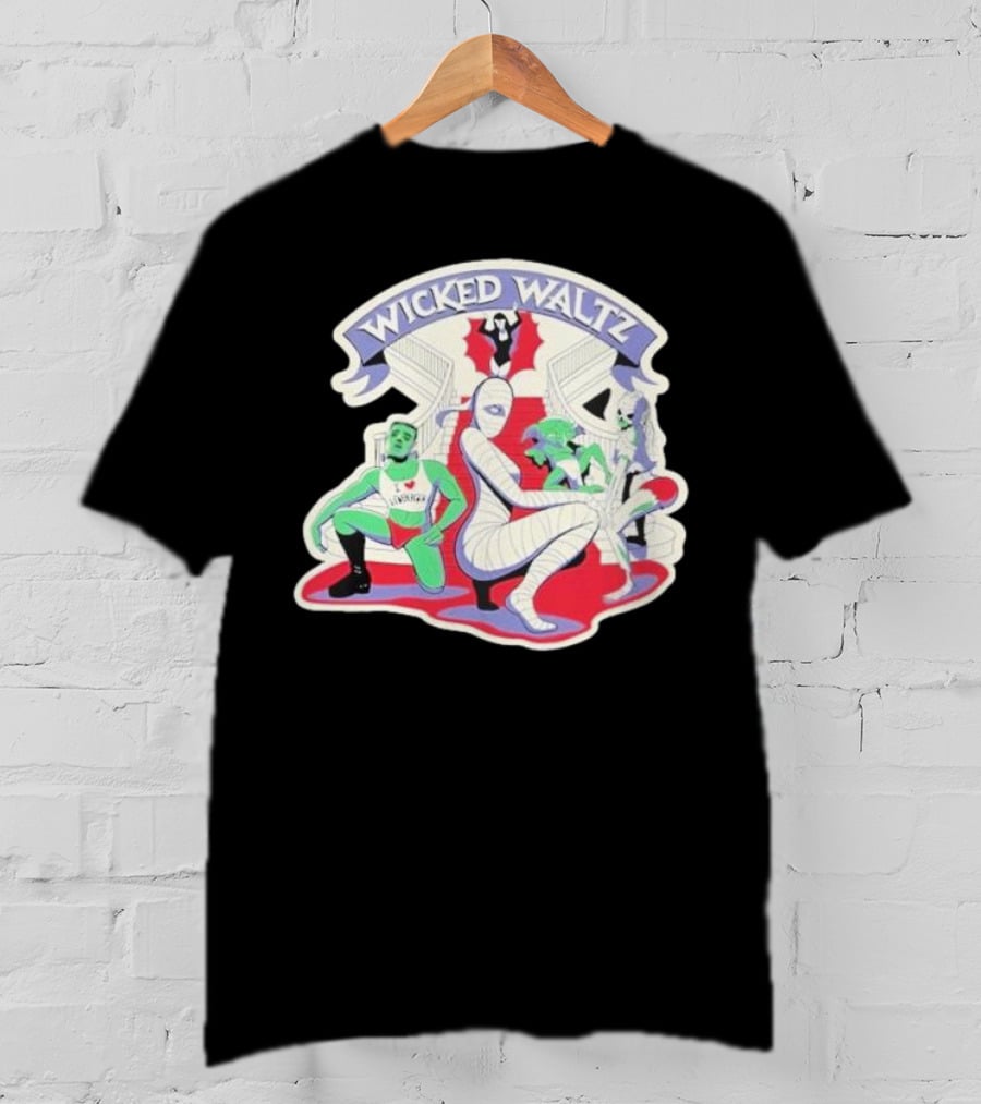 Wicked Waltz Monsters Dracula Frankenstein Mummy Bride T-Shirt