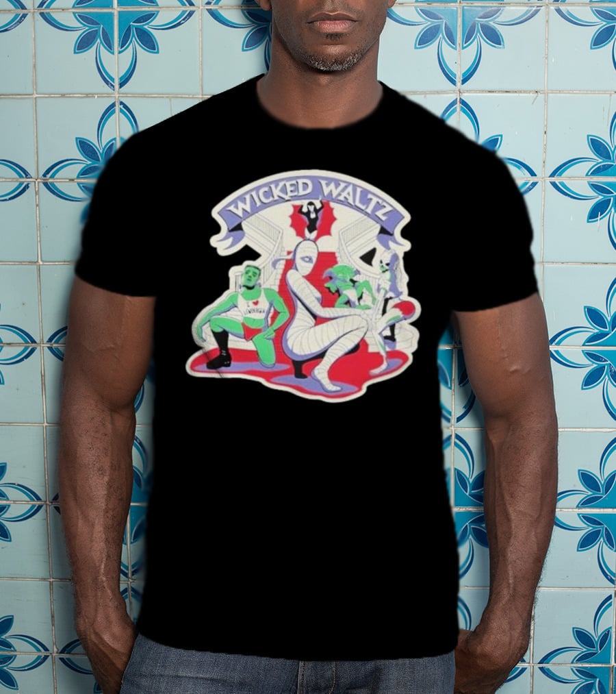 Wicked Waltz Monsters Dracula Frankenstein Mummy Bride T-Shirt