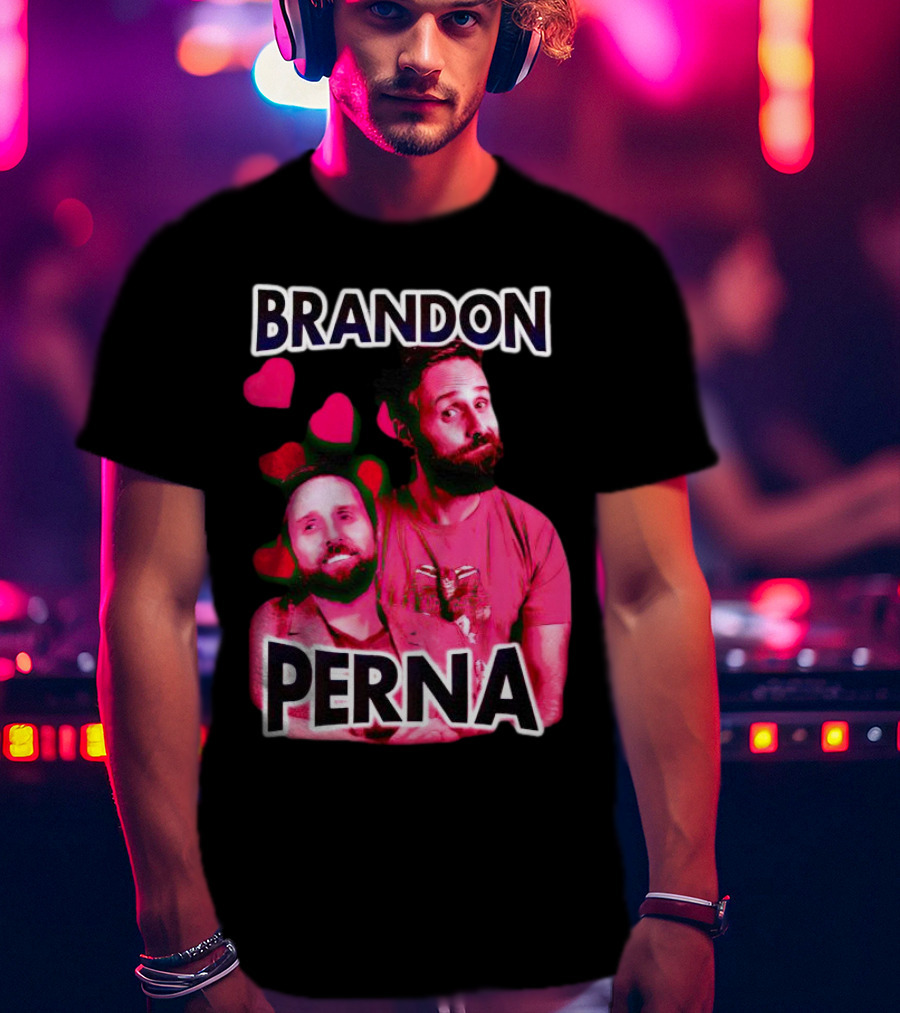 Brandon Perna Heart Icons Red Shirt Pose T-Shirt