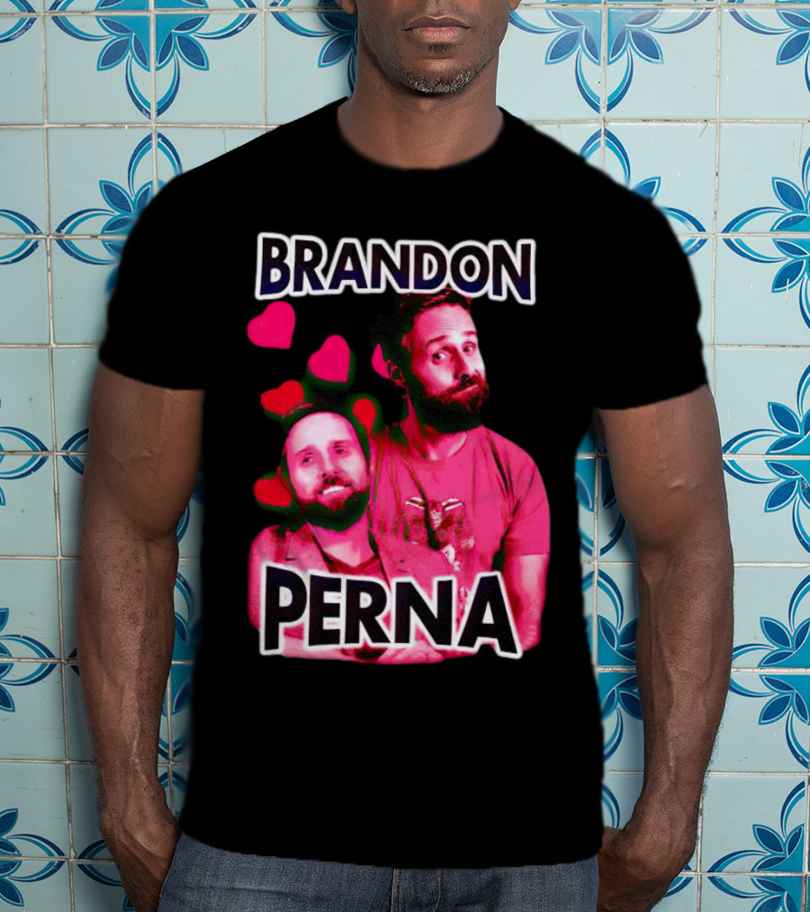 Brandon Perna Heart Icons Red Shirt Pose T-Shirt