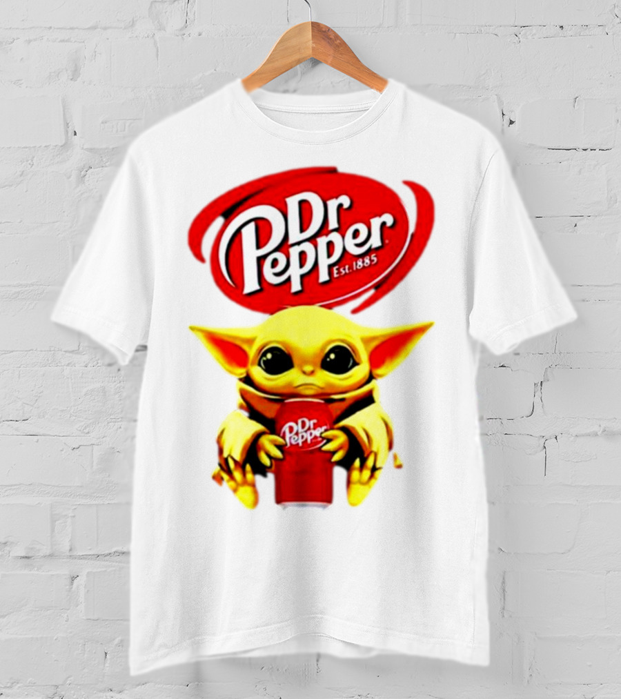 Dr Pepper Baby Yoda Holding Soda Can T-Shirt