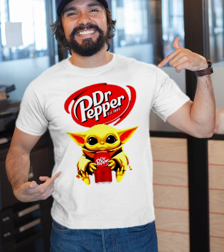Dr Pepper Baby Yoda Holding Soda Can T-Shirt