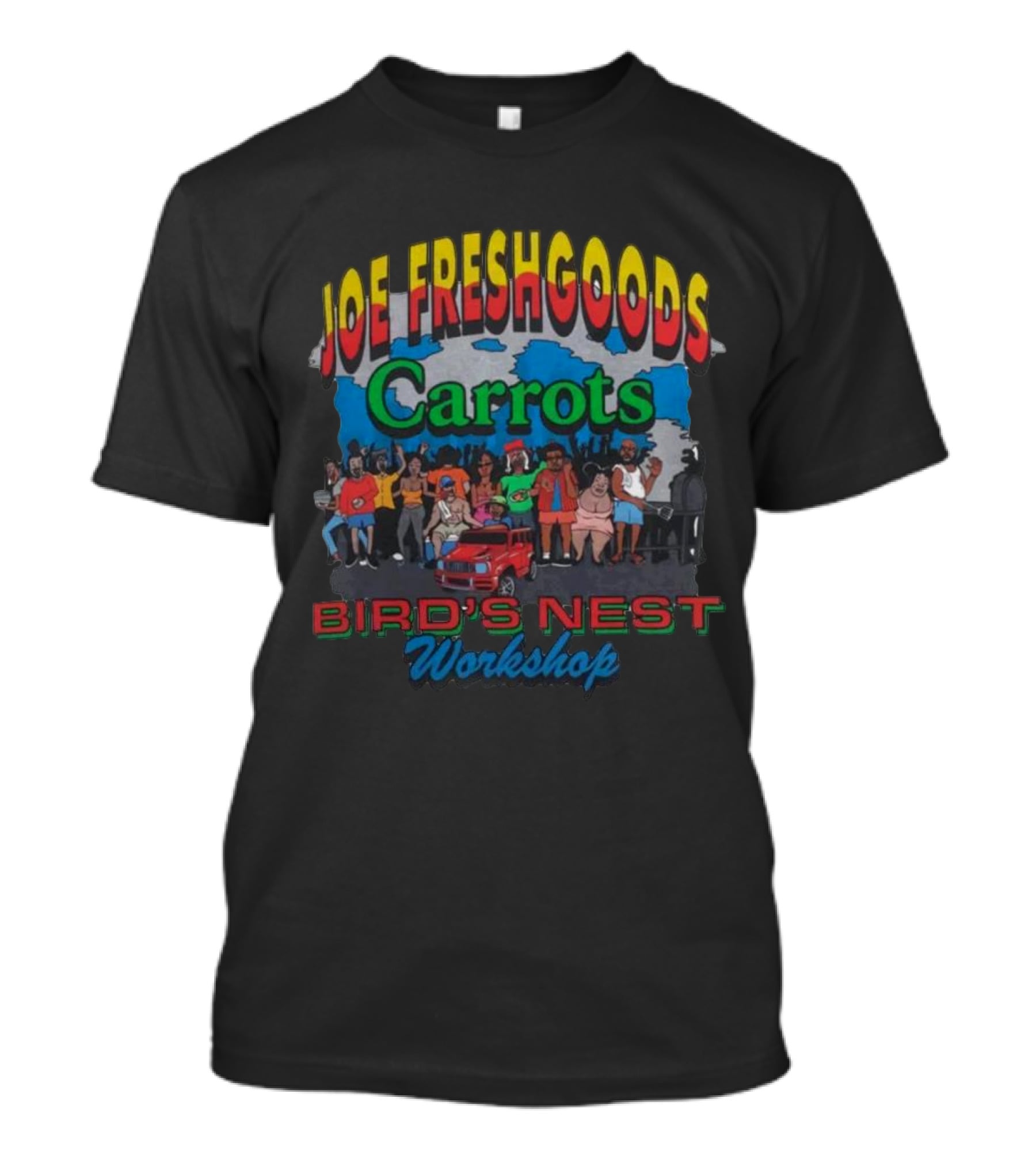 Joe Freshgoods Carrots Bird's Nest Workshop Group Scene T-Shirt