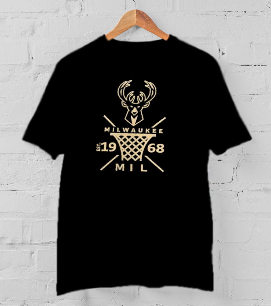 Milwaukee Bucks Est. 1968 Deer Logo 1111 Vel R. Phillips Ave Milwaukee T-Shirt