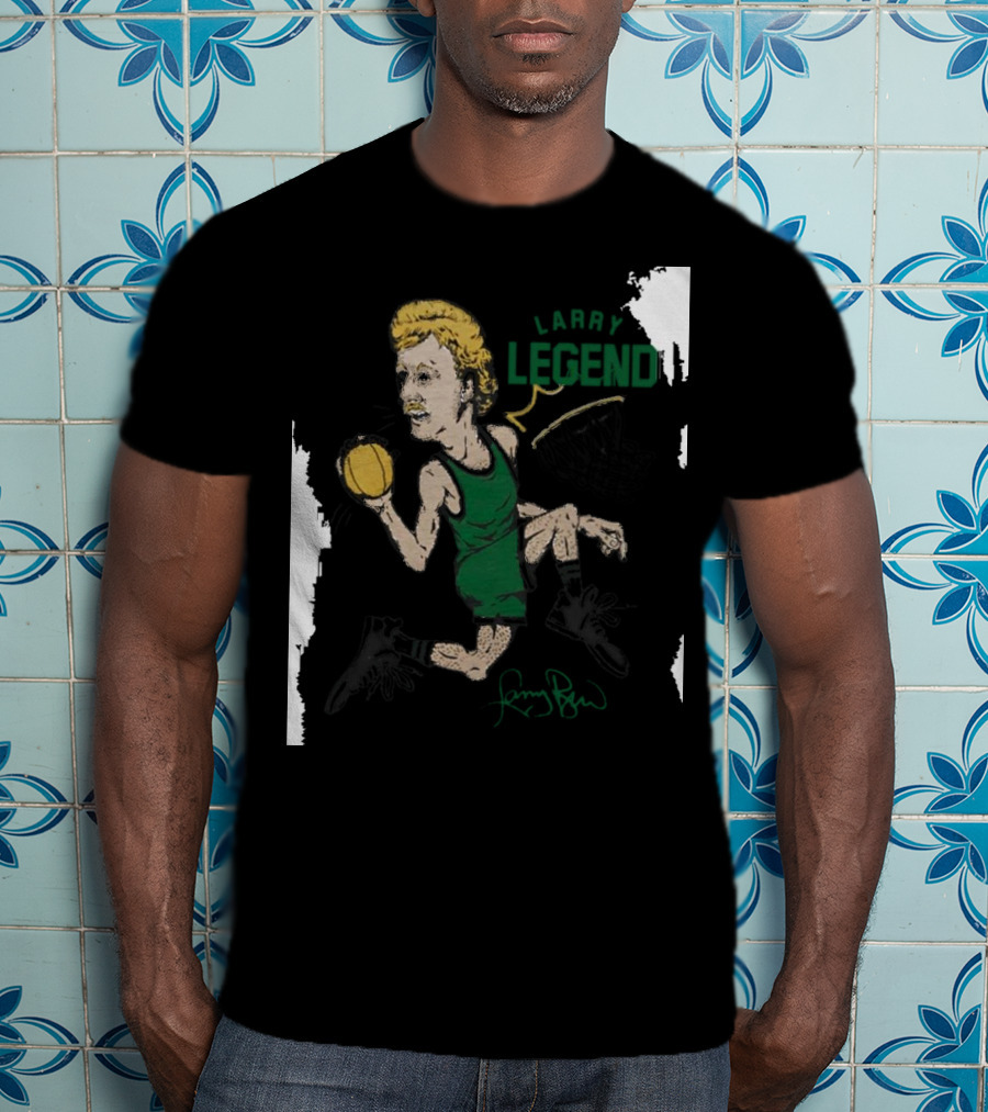 Dave Portnoy Wearing Larry Legend Basketball Art With Larry Bird Signature T-Shirt