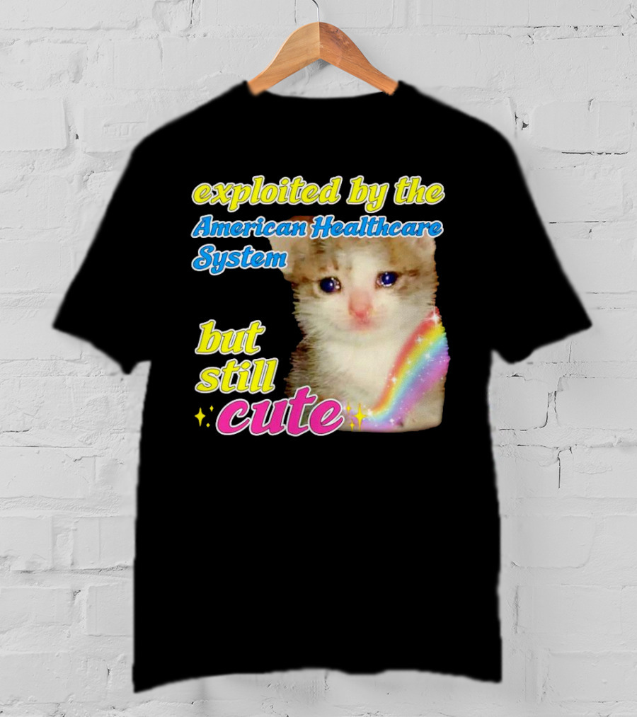 Exploited By The American Healthcare System But Still Cute With Rainbow Kitten T-Shirt