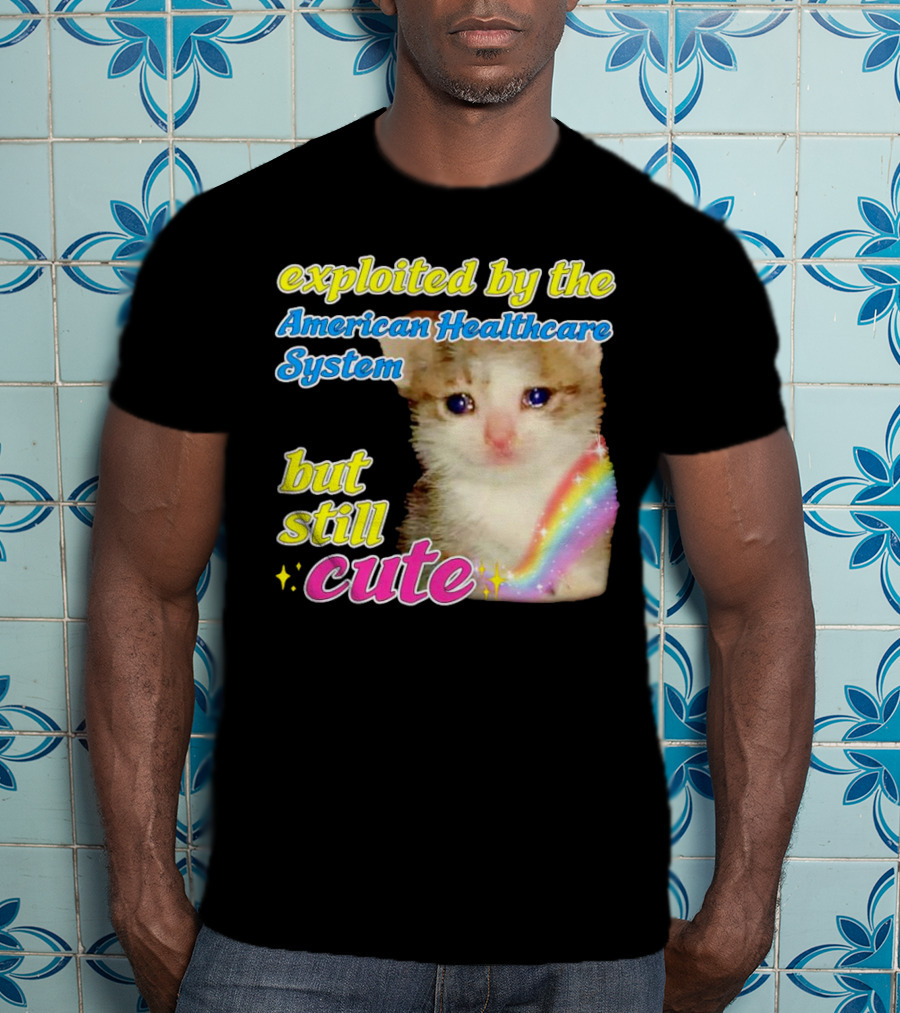 Exploited By The American Healthcare System But Still Cute With Rainbow Kitten T-Shirt