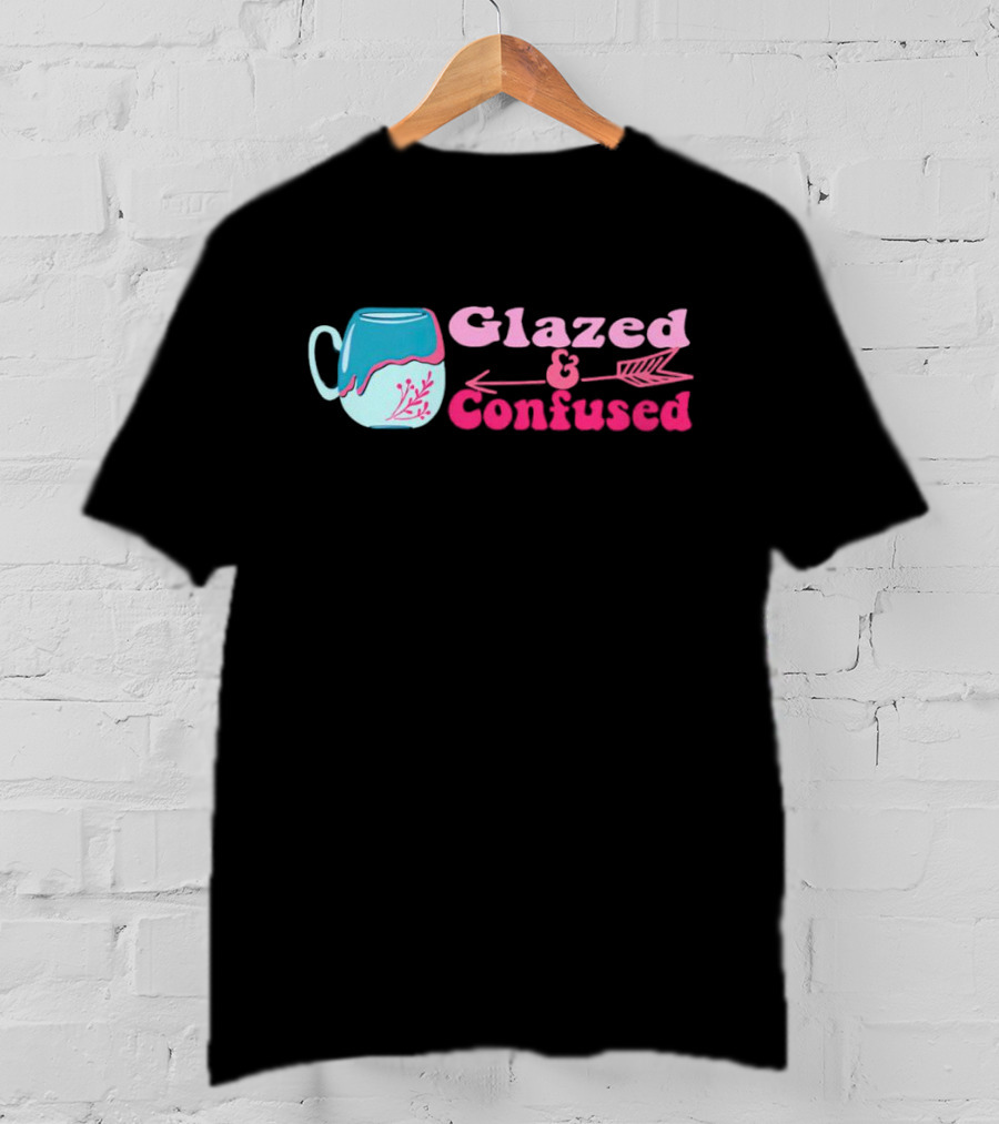 Glazed And Confused Mug With Pink And Blue Arrow T-Shirt