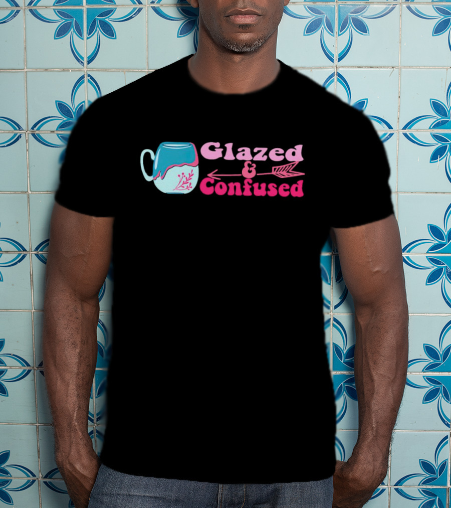 Glazed And Confused Mug With Pink And Blue Arrow T-Shirt