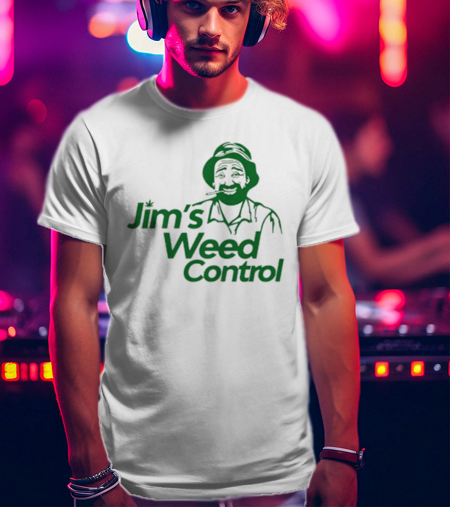 Jim’s Weed Control Gardener Icon With Hat And Beard T-Shirt