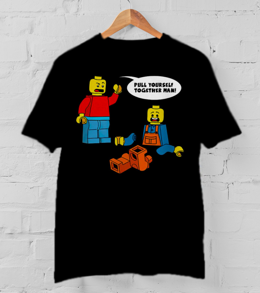 LEGO Figures Pull Yourself Together Man Speech Bubble Playful Scene T-Shirt