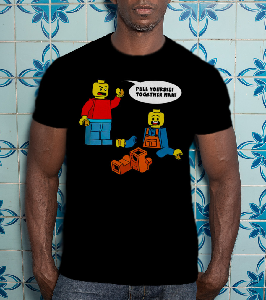 LEGO Figures Pull Yourself Together Man Speech Bubble Playful Scene T-Shirt