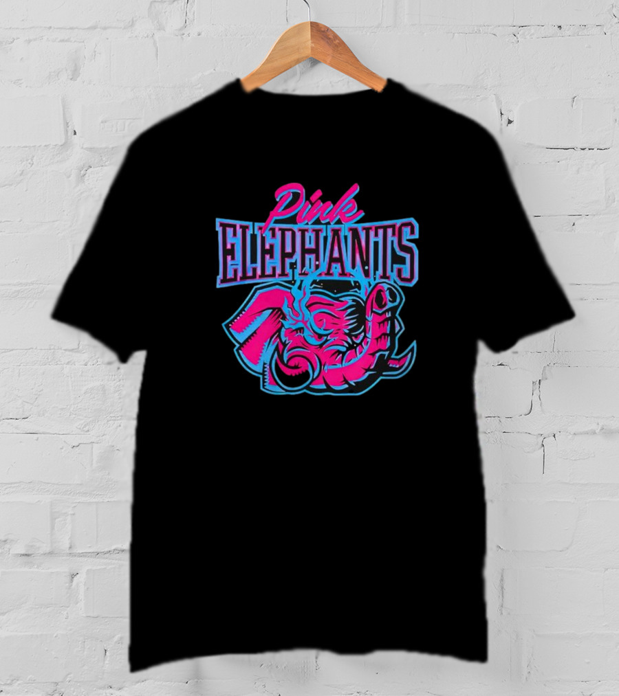 Pink Elephants Neon Retro T-Shirt