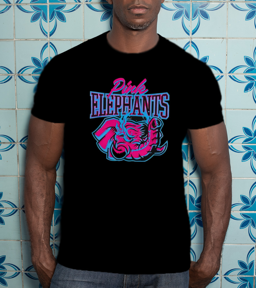 Pink Elephants Neon Retro T-Shirt