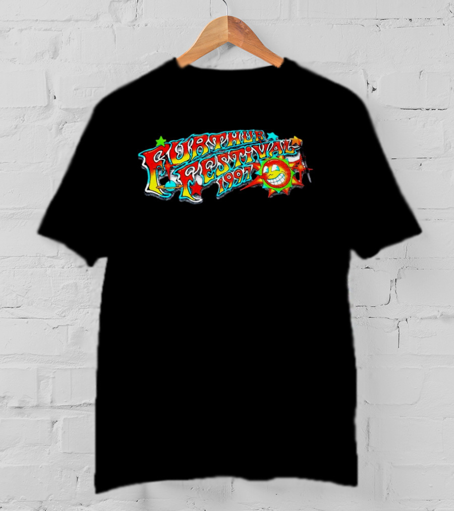 Furthur Festival 1997 Smiling Sun And Stars Psychedelic Text T-Shirt