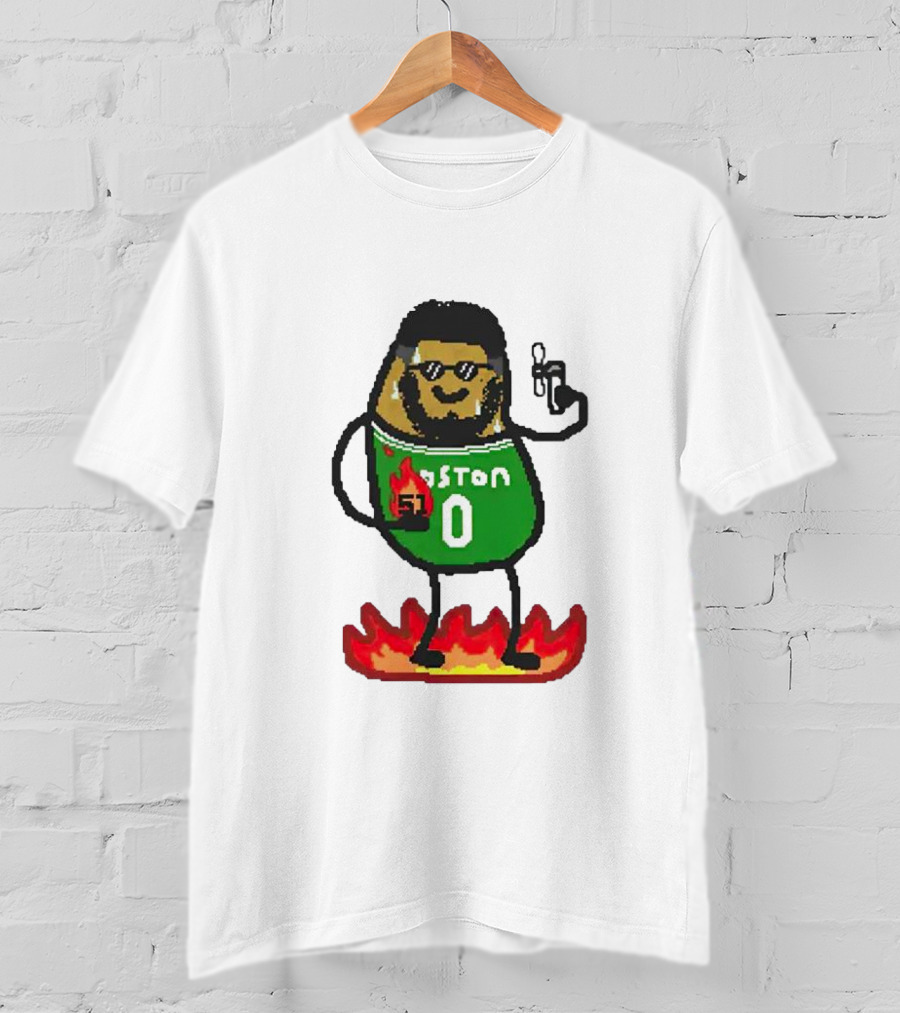 Jayson Tatum Boston NBA Potatum Green Jersey Fire T-Shirt