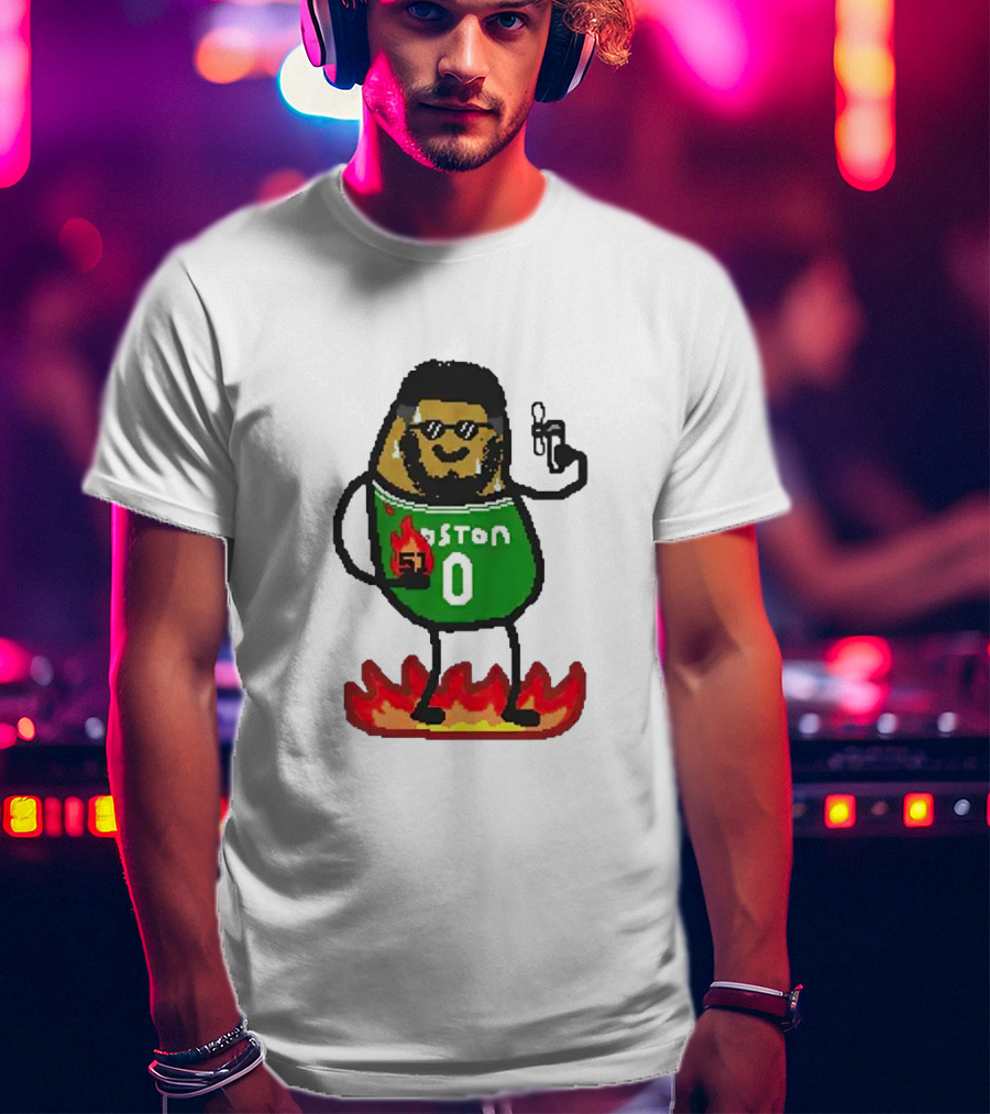 Jayson Tatum Boston NBA Potatum Green Jersey Fire T-Shirt
