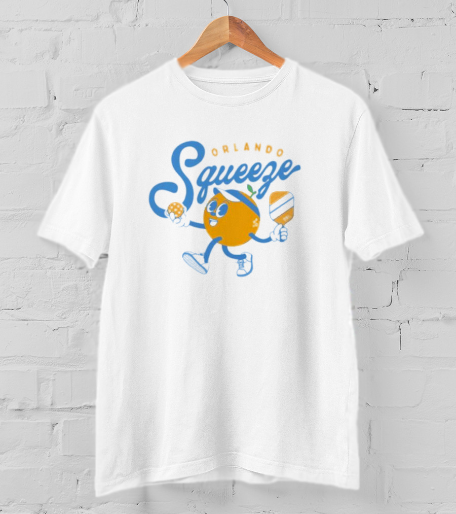 Orlando Squeeze Happy Orange Character With Paddle And Ball T-Shirt