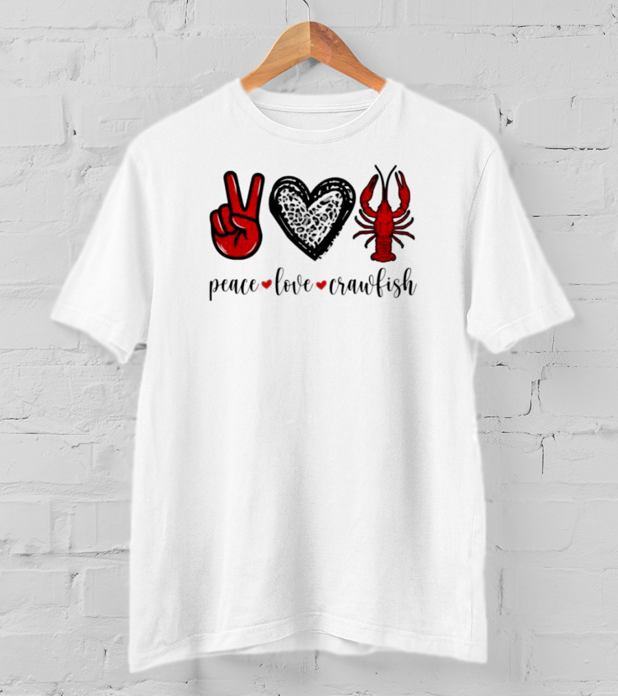 Peace Love Crawfish Iconic Symbols T-Shirt