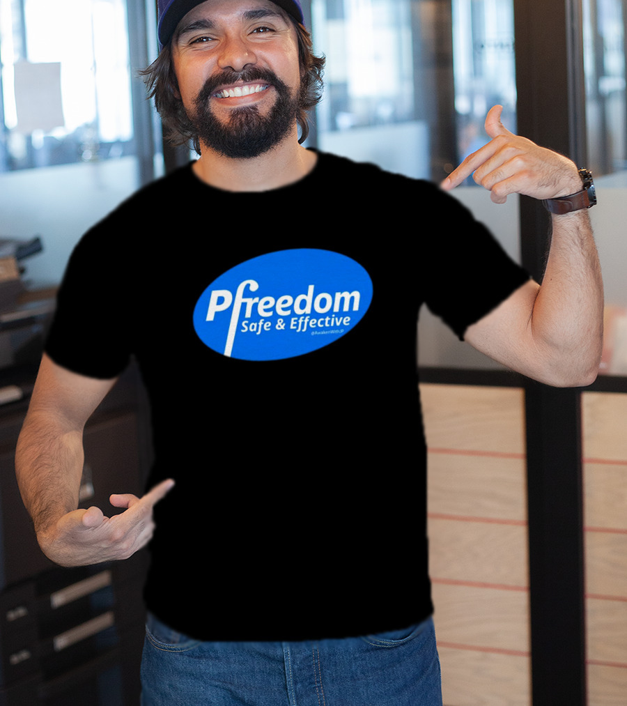 Pfreedom Safe And Effective @AwakenWithJP Blue Oval T-Shirt