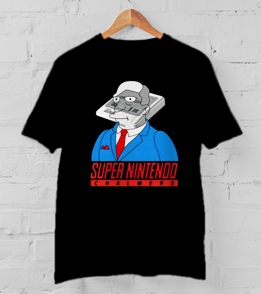 Super Nintendo Chalmers Simpsons Parody Suit Red Tie Console Head T-Shirt