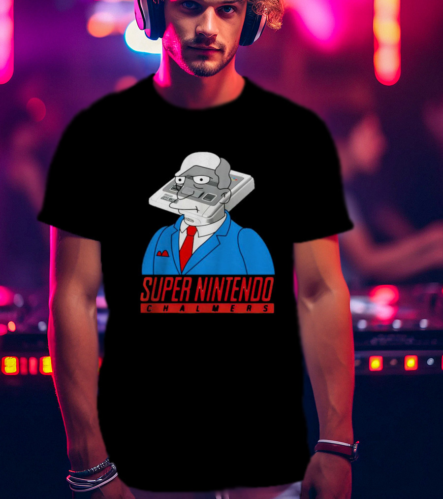 Super Nintendo Chalmers Simpsons Parody Suit Red Tie Console Head T-Shirt