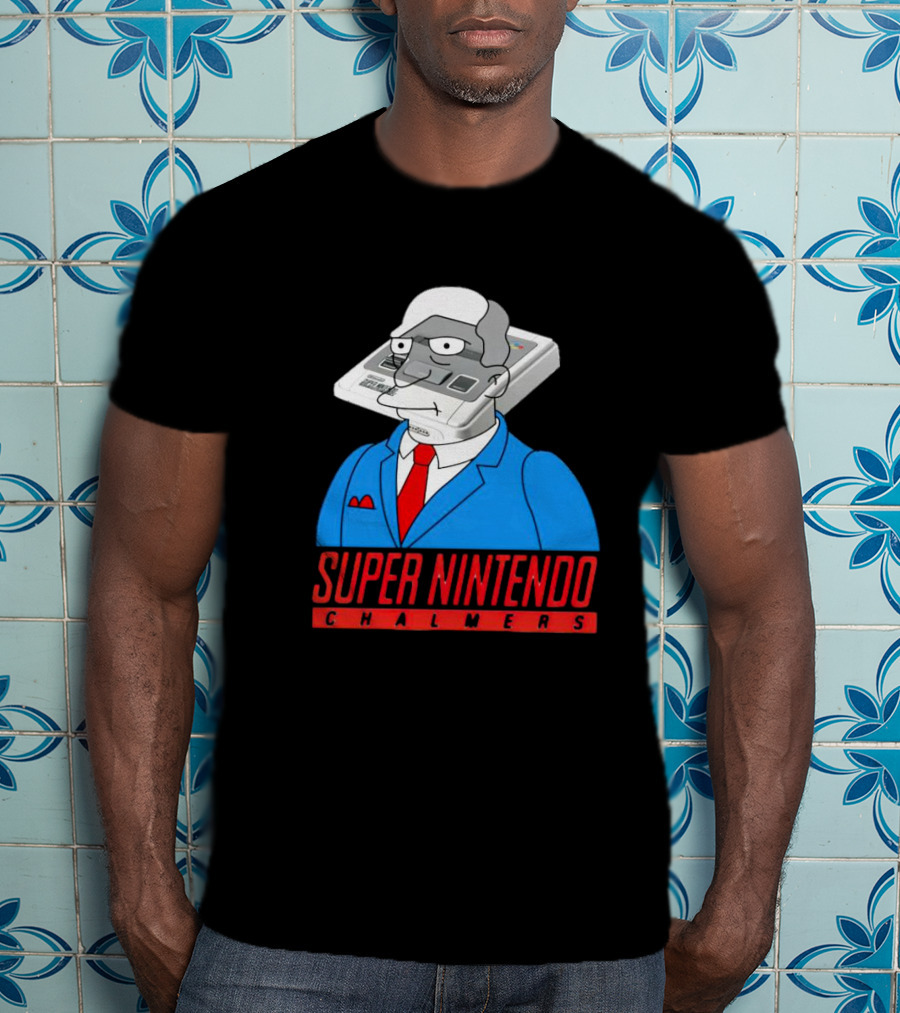 Super Nintendo Chalmers Simpsons Parody Suit Red Tie Console Head T-Shirt