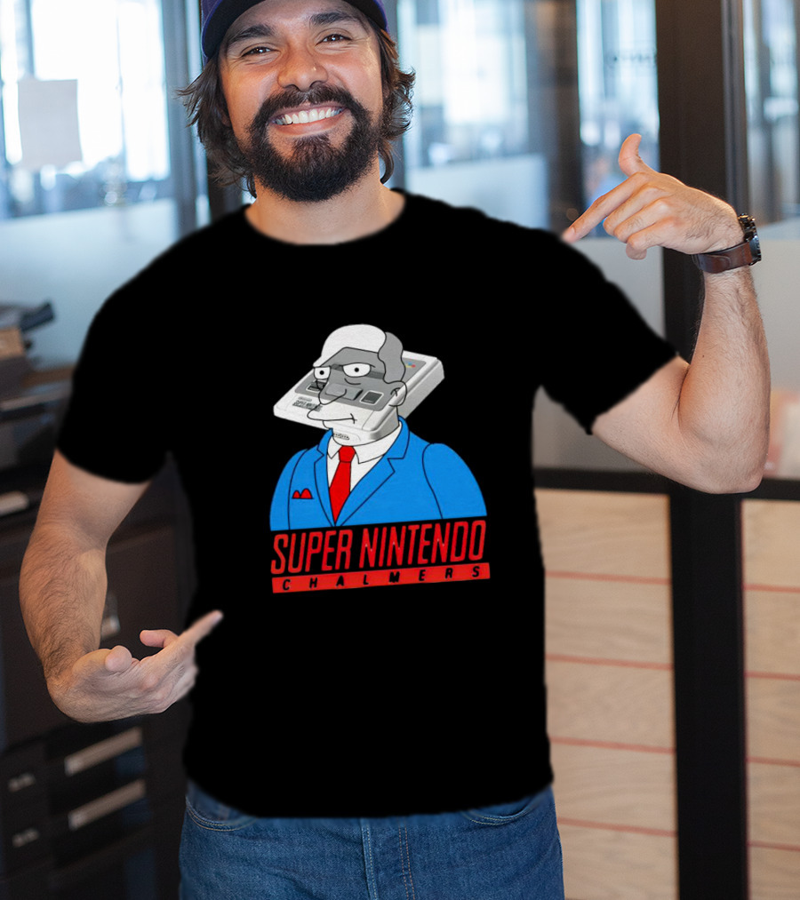 Super Nintendo Chalmers Simpsons Parody Suit Red Tie Console Head T-Shirt