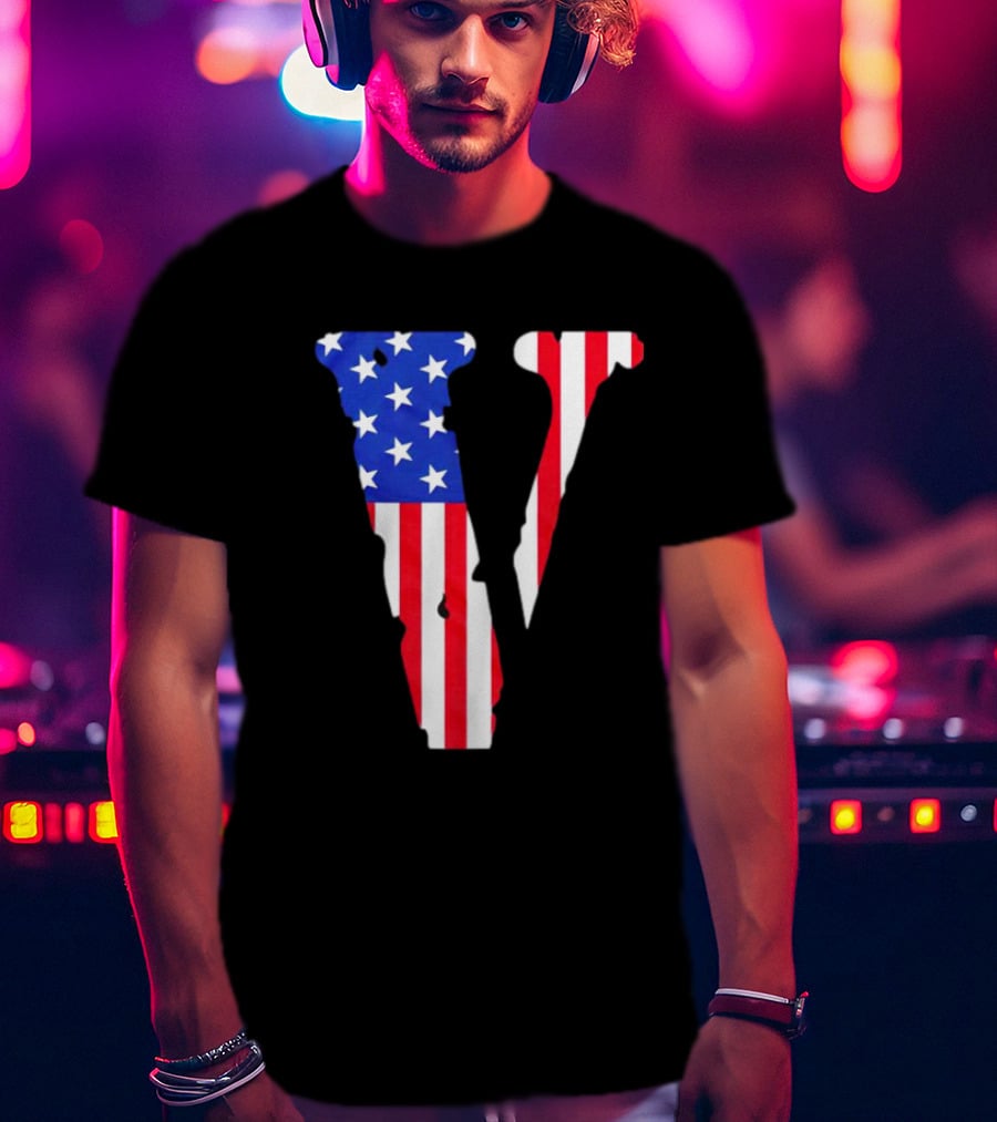 Vlone V American Flag USA T-Shirt