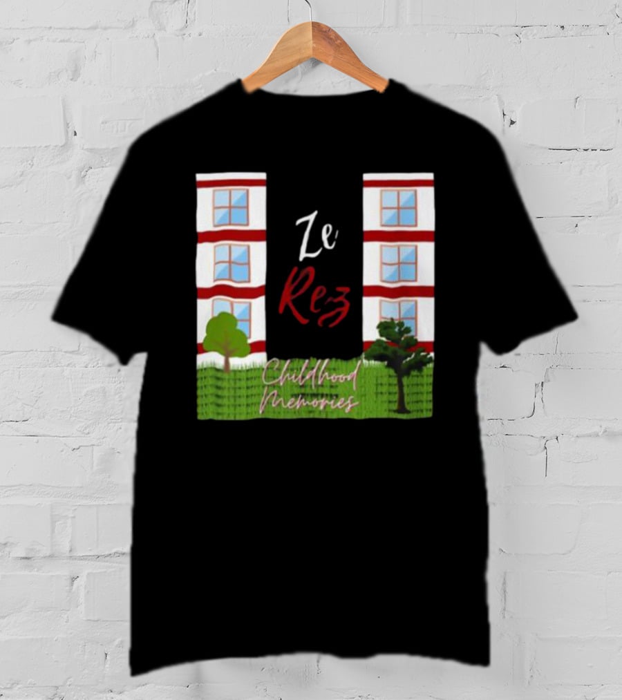 Ze Rez Childhood Memories Red And White Buildings With Trees T-Shirt