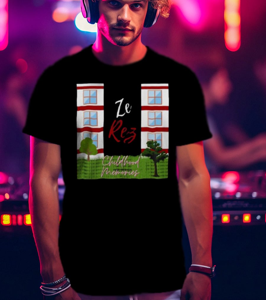 Ze Rez Childhood Memories Red And White Buildings With Trees T-Shirt