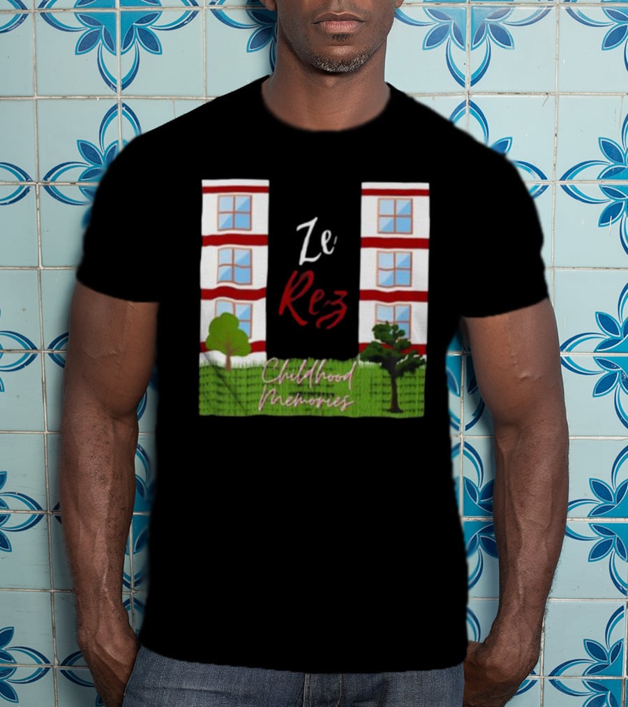 Ze Rez Childhood Memories Red And White Buildings With Trees T-Shirt