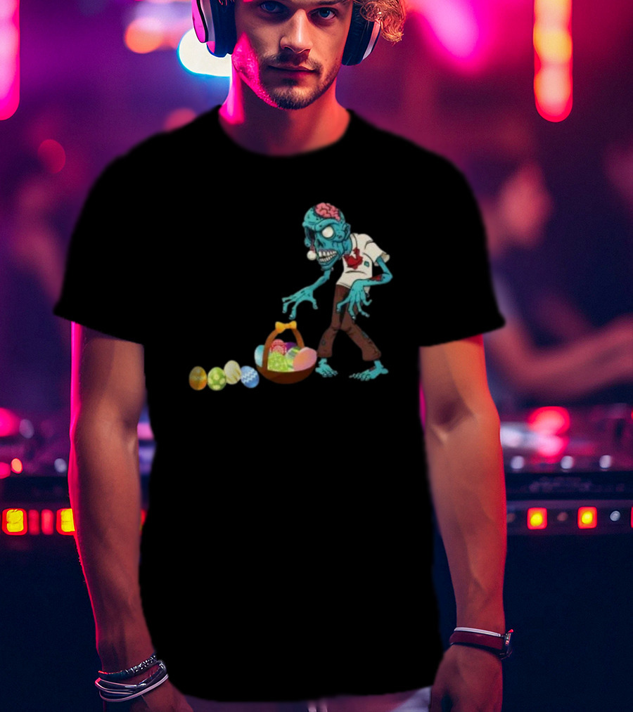 Zombie Collecting Happy Easter Eggs T-Shirt