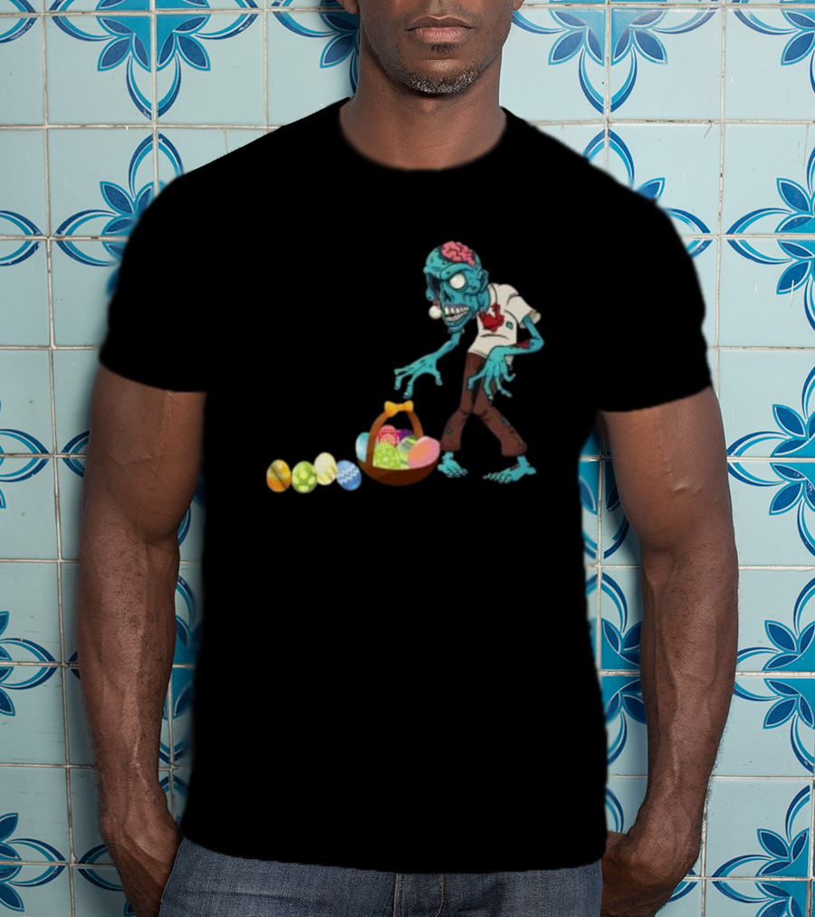 Zombie Collecting Happy Easter Eggs T-Shirt