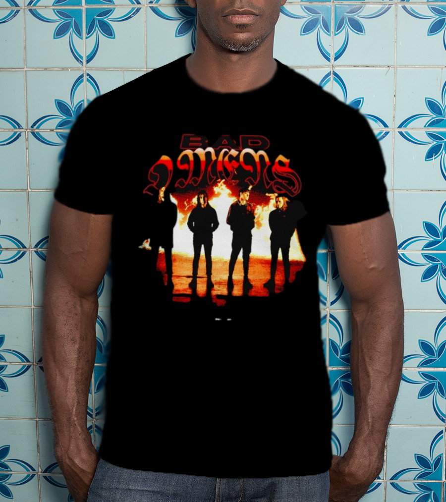 BAD OMENS Face In The Flames Shadows Fiery Background T-Shirt