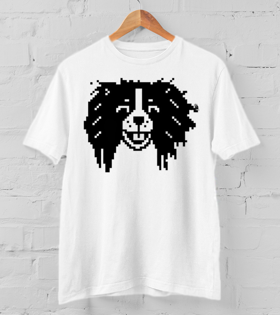 Charles Spaniel Louie 8 Bit Pixel Dog Face T-Shirt