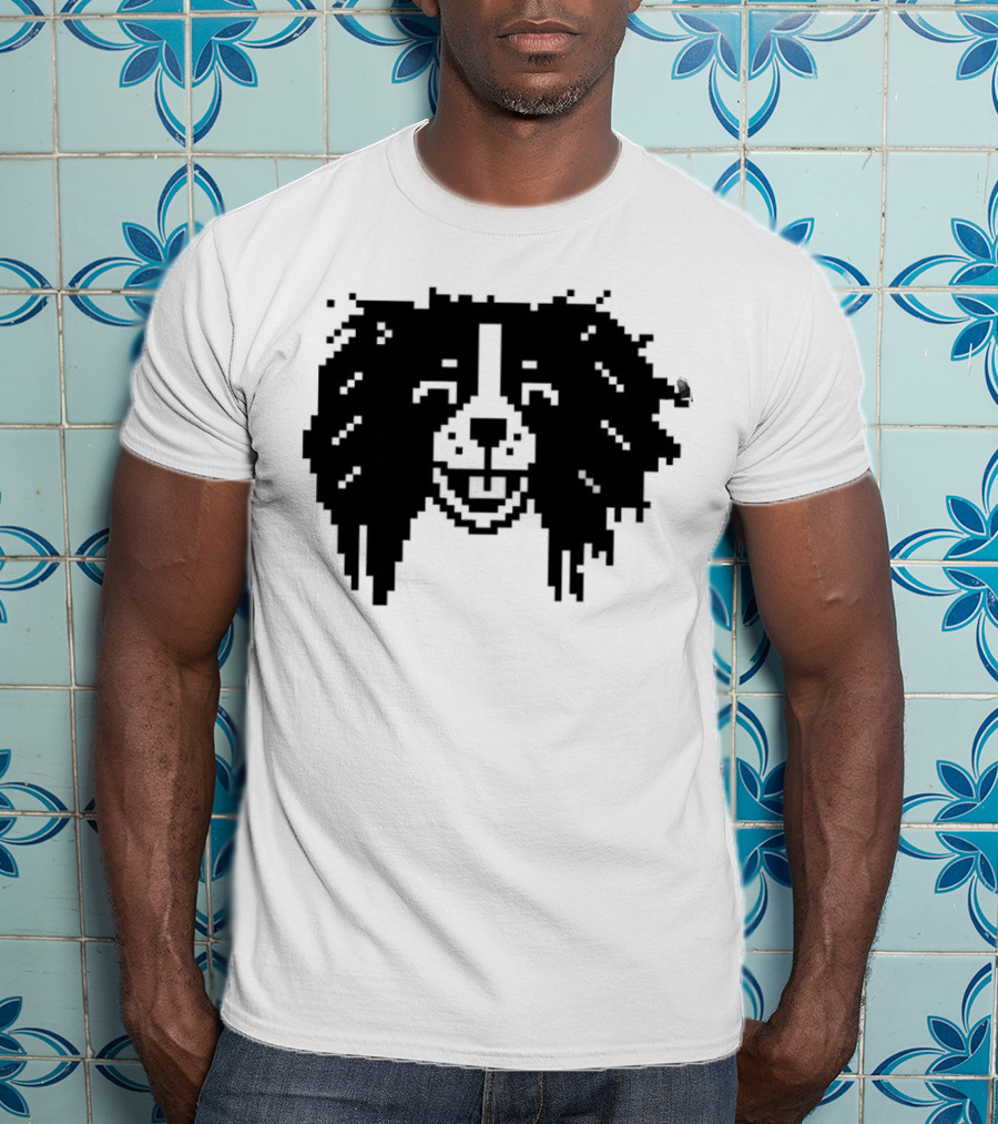 Charles Spaniel Louie 8 Bit Pixel Dog Face T-Shirt