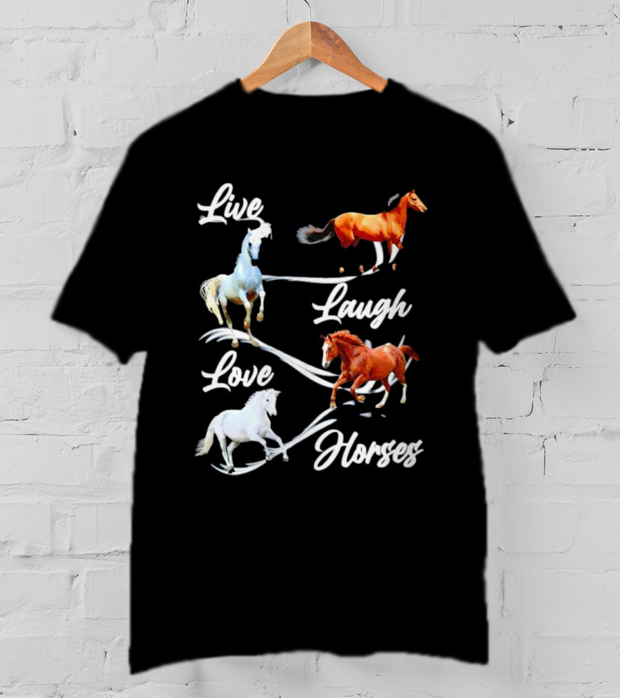 Live Laugh Love Horses Jumping Energetic Colors T-Shirt