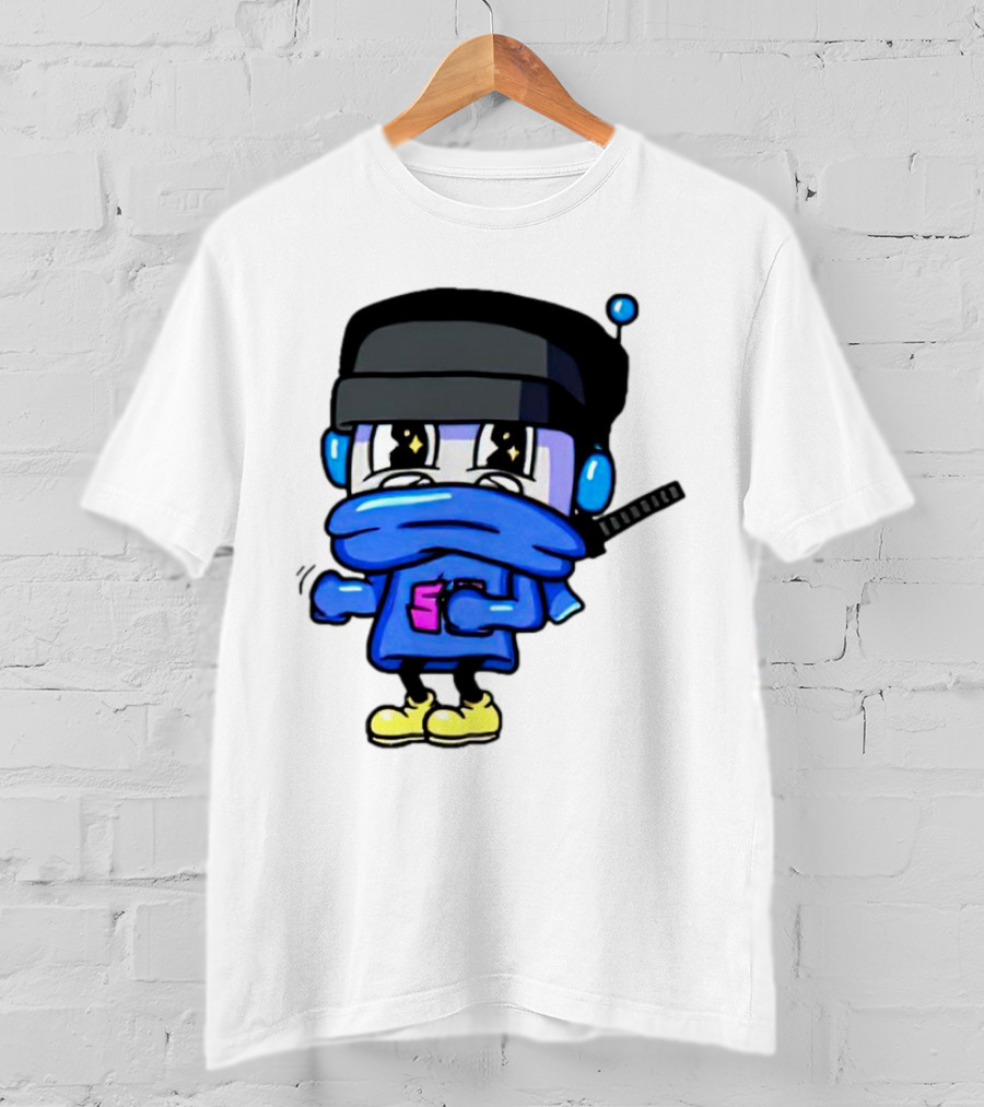 Ctop Simple Chris Cartoon Character With Headphones And Blue Scarf T-Shirt