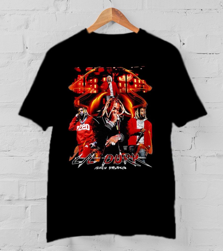 Lil Durk Durkio Smurkio 7220 Rapper Red Jacket Montage T-Shirt